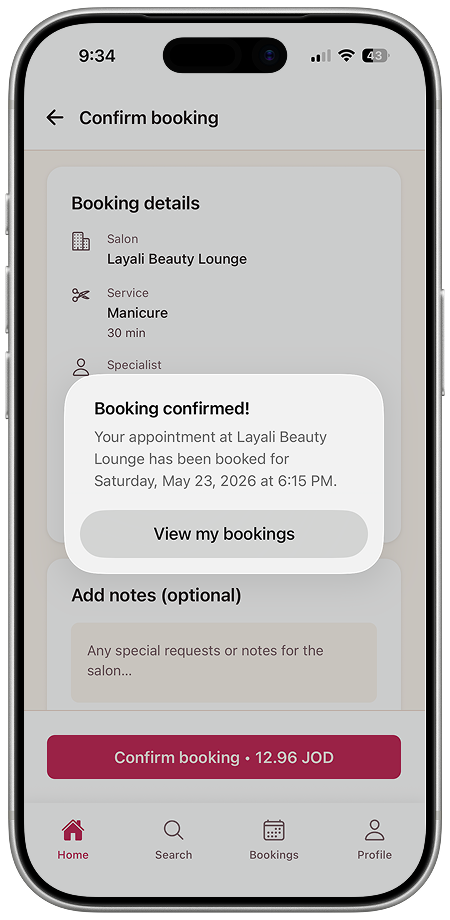 Booking confirmed