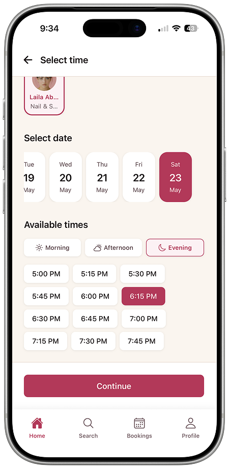 Booking time picker
